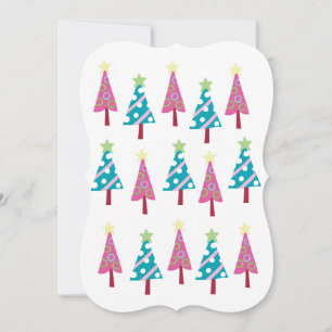 Weihnachtsbäume Pink & Blue Flat Grußkarte Karte