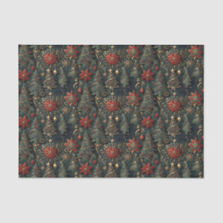 Weihnachtsbäume, Poinsettien, Schneeflocken, Stern Seidenpapier