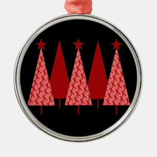 Weihnachtsbäume - roter Band AIDS u. HIV Silbernes Ornament
