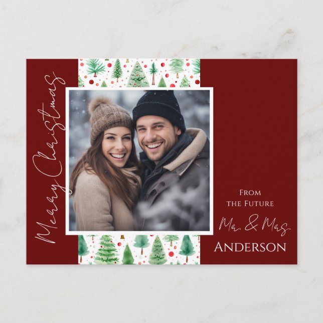 Weihnachtsbäume Save the Date Postkarte (Vorderseite)