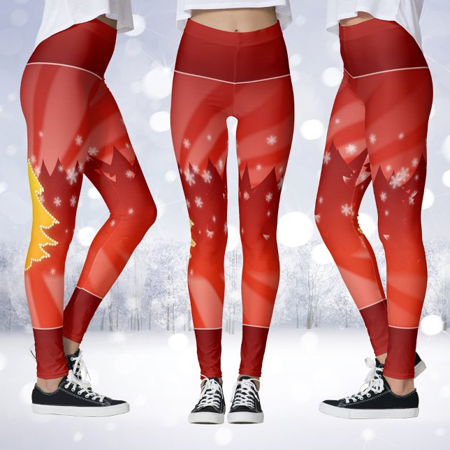 Weihnachtsbäume Schatten der Roten Leggings (Christmas Trees Shades of Red Leggings)