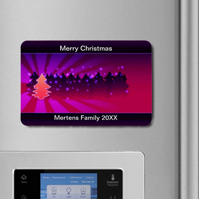 Weihnachtsbäume Schattierungen Lila Urlaub flexibe Magnet (Christmas Trees Shades of Purple Holiday Flexible Magnet)