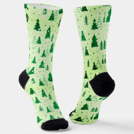 Weihnachtsbäume Schnee Winter Wunderland Grün Socken
