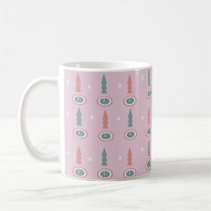 Weihnachtsbäume Schneeflocken Rosa Grün Kaffeetasse