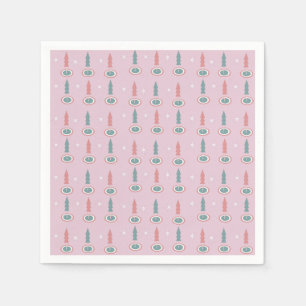 Weihnachtsbäume Schneeflocken Rosa Grün Serviette