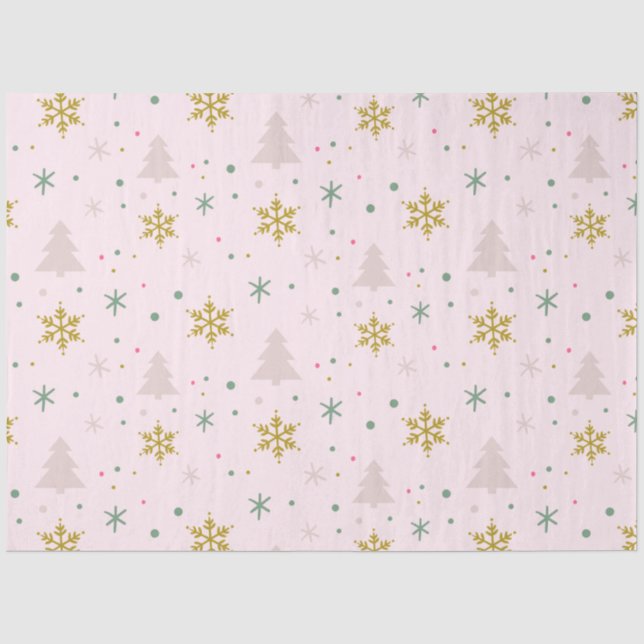 Weihnachtsbäume Schneeflocken Rosa Weihnachten Seidenpapier (Vorderseite)