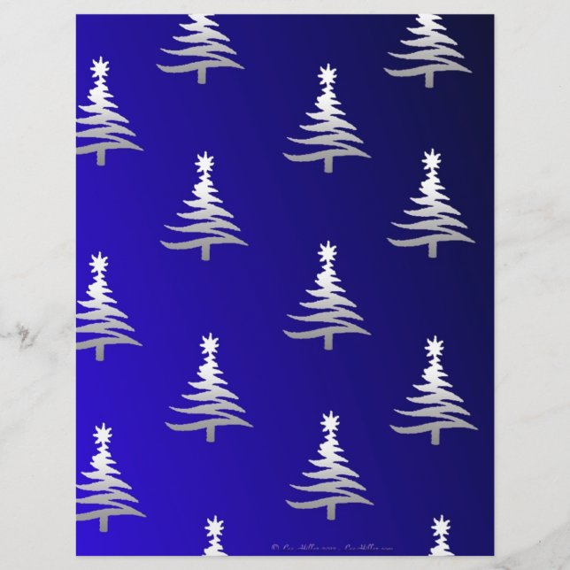 Weihnachtsbäume Silber auf Cobalt Blue (Vorderseite)