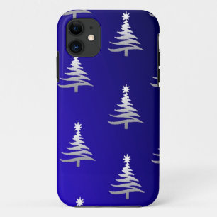 Weihnachtsbäume Silber auf Kobaltblau Case-Mate iPhone Hülle