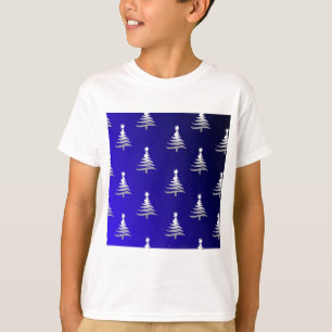 Weihnachtsbäume Silber auf Kobaltblau T-Shirt