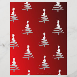 Weihnachtsbäume Silber auf Rot