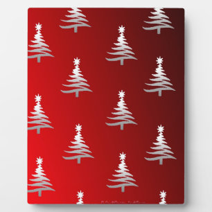 Weihnachtsbäume Silber auf Rot Fotoplatte
