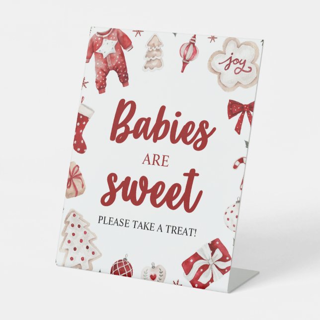 Weihnachtsbäume sind ein süßes Baby Duschzeichen Sockelschild (Vorderseite)