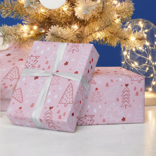 Weihnachtsbäume Snowflake Rosa Rose Gold Weihnacht Geschenkpapier