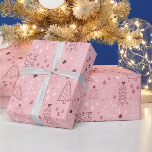 Weihnachtsbäume Snowflake Rosa Rose Gold Weihnacht Geschenkpapier