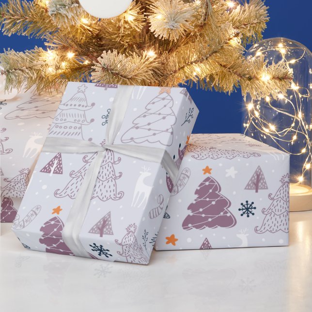 Weihnachtsbäume Sterne Schneeflocken Gran Weihnach Geschenkpapier (Feiertage)
