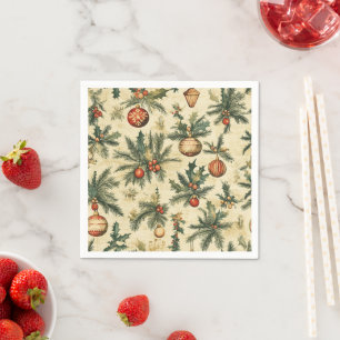 Weihnachtsbäume und Berries Dekoupage Serviette