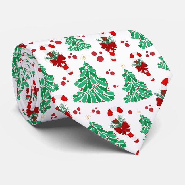 Weihnachtsbäume und Candy Cane Krawatte (Gerollt)