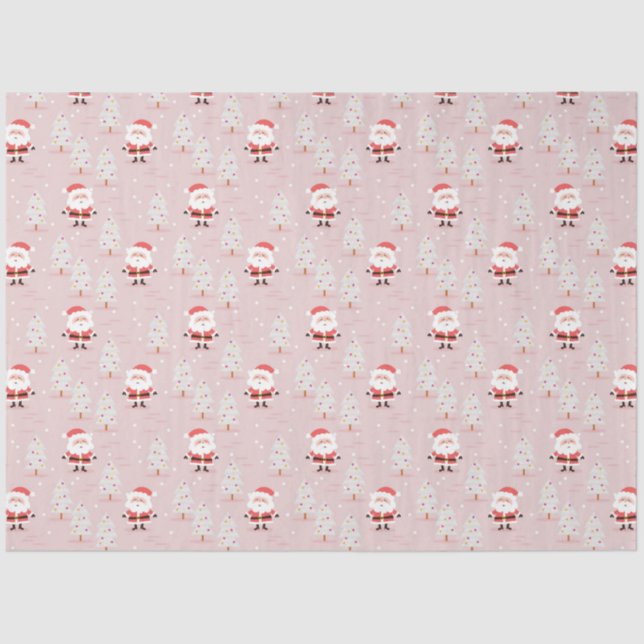 Weihnachtsbäume und der Weihnachtsmann Seidenpapier (Vorderseite)