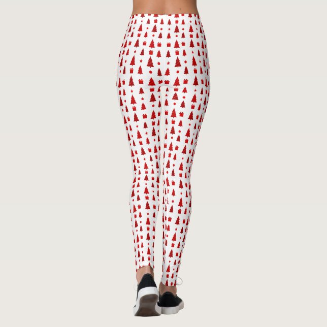 Weihnachtsbäume und Geschenke Muster lang Leggings (Rückseite)