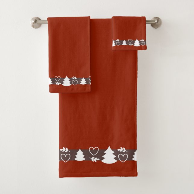 Weihnachtsbäume und Herz-Badetuch-Set Badhandtuch Set (Insitu)
