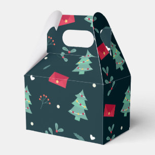 Weihnachtsbäume und Holly Modern Muster Dunkelblau Geschenkschachtel
