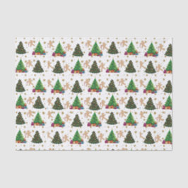Weihnachtsbäume und Lebkuchen Seidenpapier