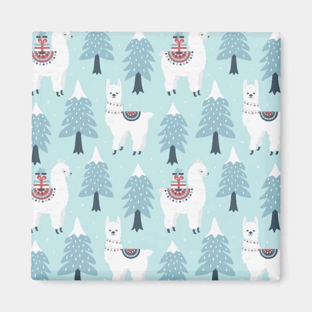 Weihnachtsbäume und Llamas Magnet (Vorne)