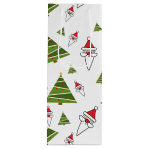 Weihnachtsbäume und Santa Geschenktüte Für Weinflaschen