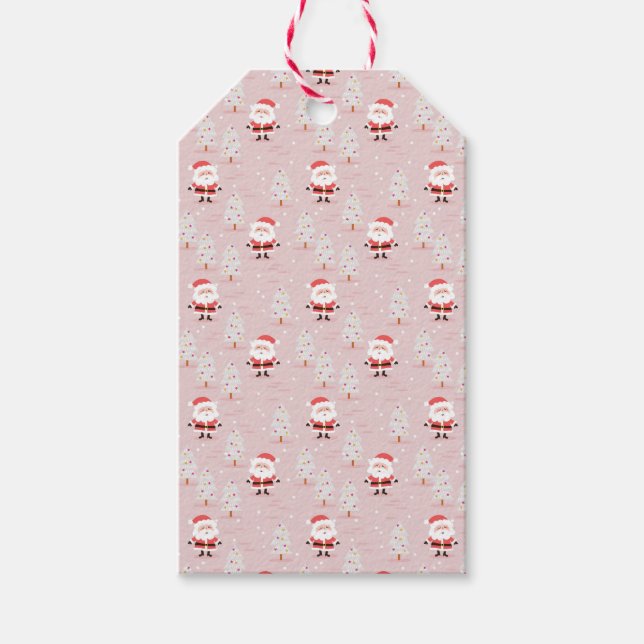 Weihnachtsbäume und Santa Gift Tags Geschenkanhänger (Vorderseite)