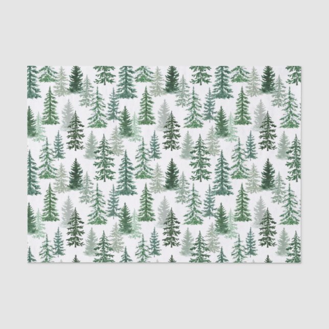 Weihnachtsbäume und Schnee im Wald Seidenpapier (Vorderseite)