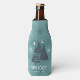 Weihnachtsbäume und Schneeflocken Aquamarin ID863 Flaschenkühler