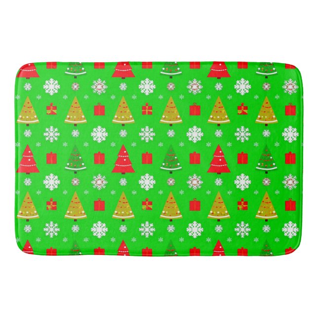 Weihnachtsbäume und Schneeflocken Badematte (Vorderseite)