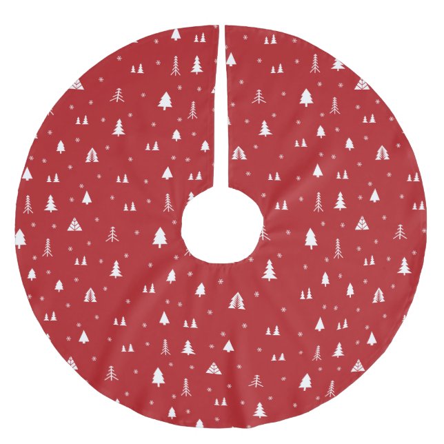 Weihnachtsbäume und Schneeflocken Baumrock Polyester Weihnachtsbaumdecke (Vorderseite)