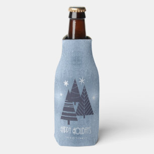 Weihnachtsbäume und Schneeflocken Blue ID863 Flaschenkühler