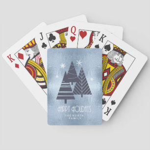 Weihnachtsbäume und Schneeflocken Blue ID863 Spielkarten