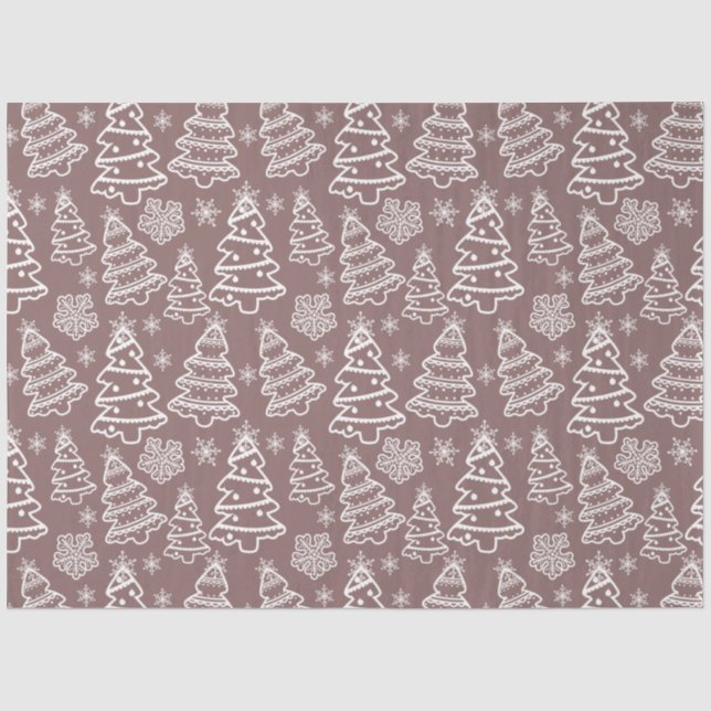 Weihnachtsbäume und Schneeflocken Braun Weihnachte Seidenpapier (Vorderseite)