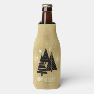 Weihnachtsbäume und Schneeflocken Gold-ID863 Flaschenkühler