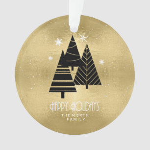 Weihnachtsbäume und Schneeflocken Gold ID863 Ornament