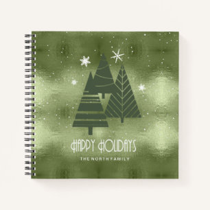 Weihnachtsbäume und Schneeflocken Grün ID863 Notizbuch