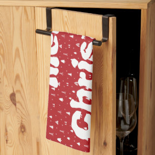 Weihnachtsbäume und Schneeflocken Küchenhandtuch Geschirrtuch