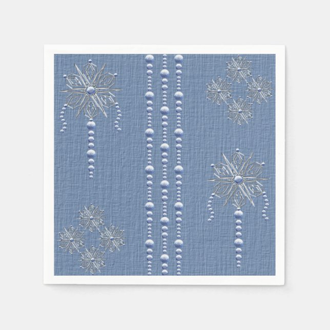 Weihnachtsbäume und Schneeflocken Serviette (Vorderseite)