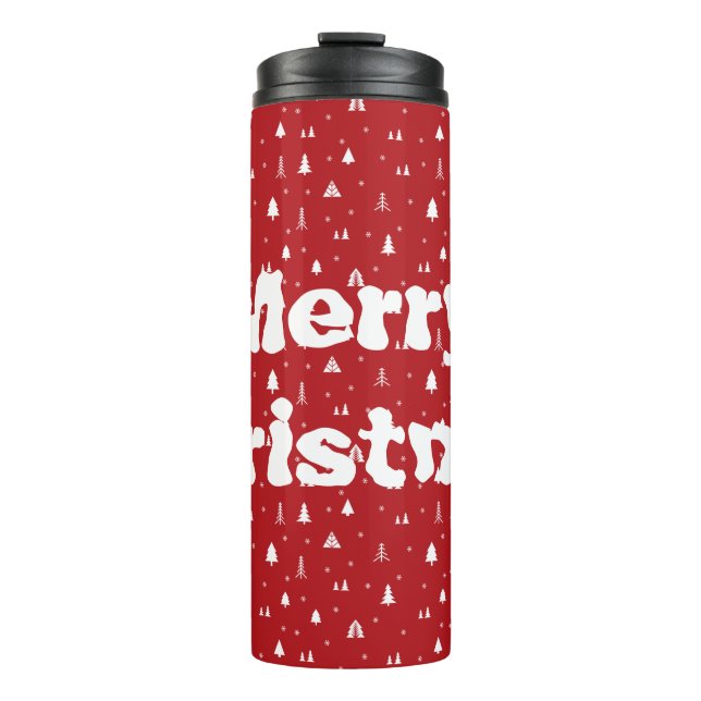 Weihnachtsbäume und Schneeflocken Thermal Tumbler Thermosbecher (Vorderseite)