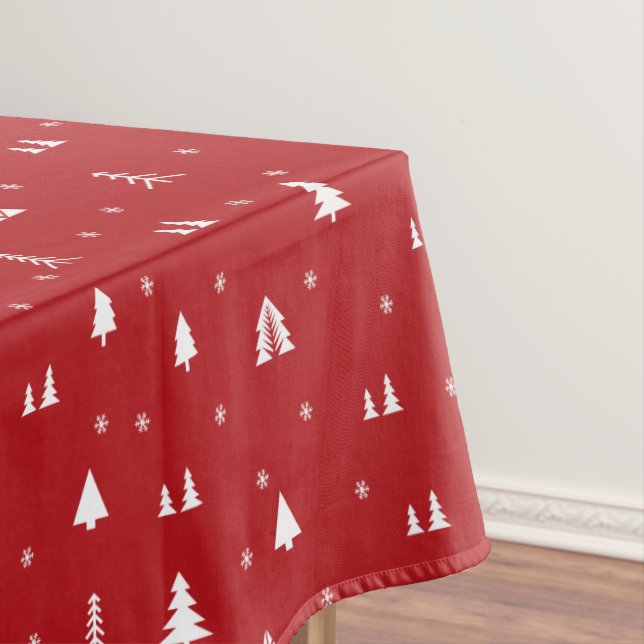 Weihnachtsbäume und Schneeflocken Tischdecke (Beispiel)