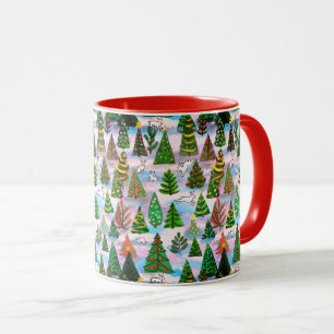 Weihnachtsbäume und Schneehäuser Tasse