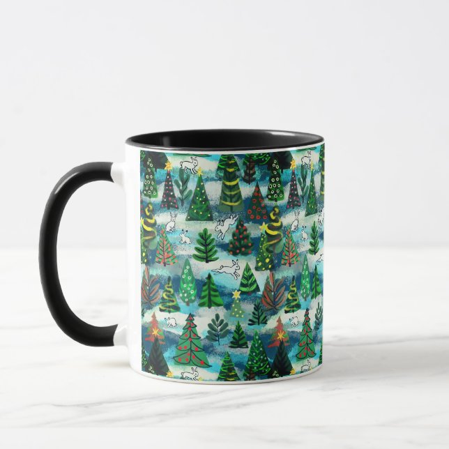 Weihnachtsbäume und Schneehäuser Tasse (Links)