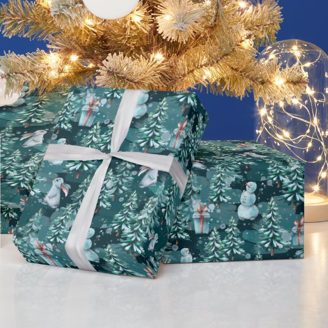 Weihnachtsbäume und Schneemann-Wrapping Paper Geschenkpapier (Feiertage)