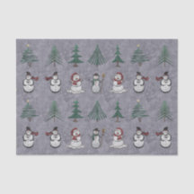 Weihnachtsbäume und Schneemann-Zwirnpapier