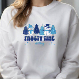 Weihnachtsbäume und Schneemänner Frostige Zeit Sweatshirt
