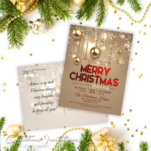 Weihnachtsbäume und Stars Weihnachtsfeiertag Party Einladungspostkarte