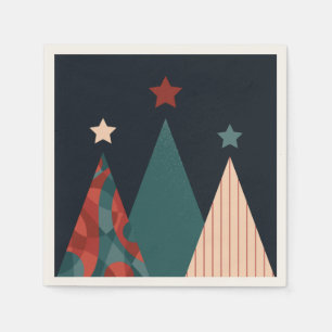 Weihnachtsbäume und Sterne in blau/rot Serviette